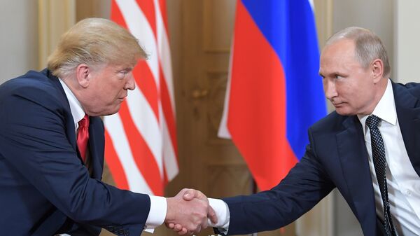 %Встреча президента РФ Владимира Путина и президента США Дональда Трампа в Хельсинки. 16 июля 2018